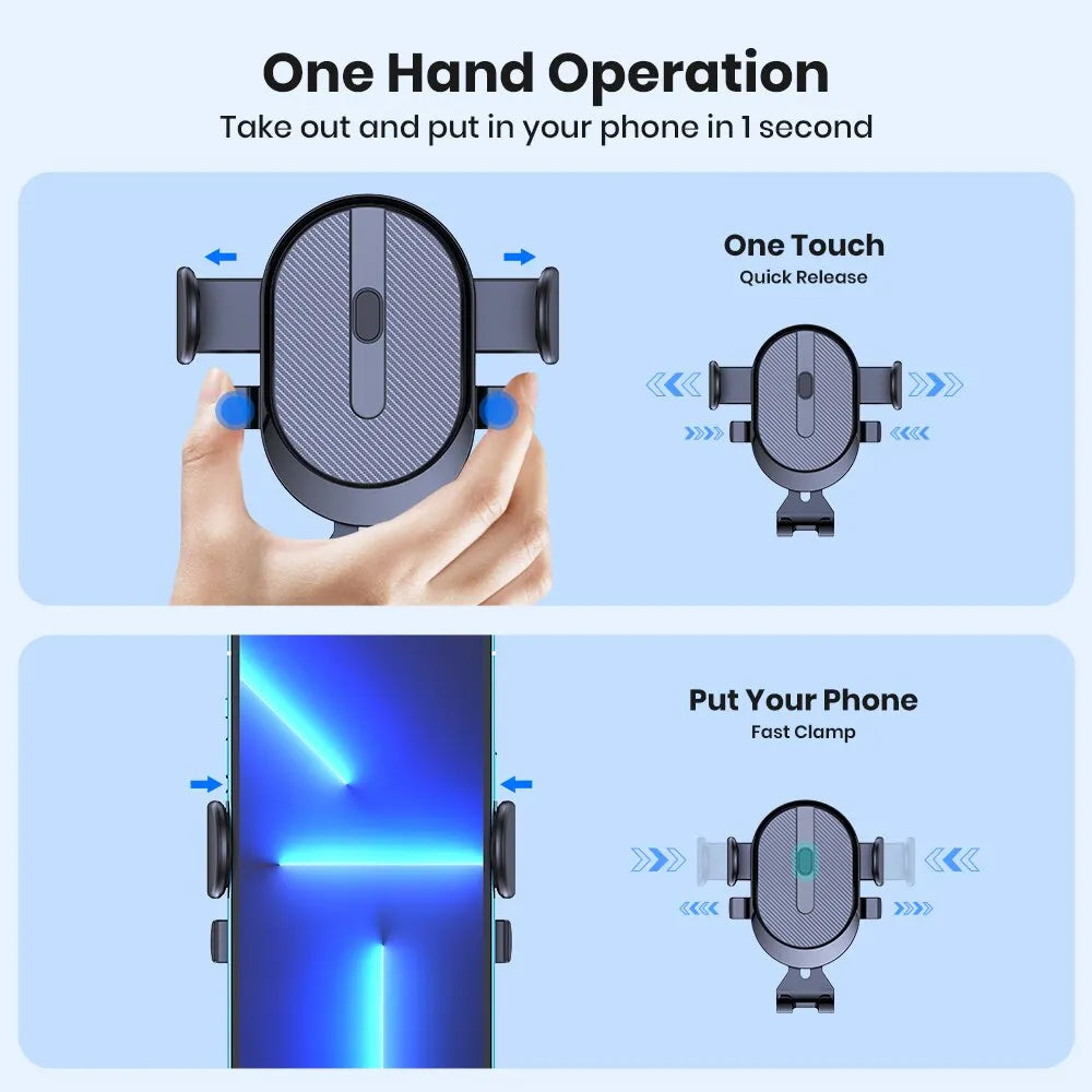 Car Phone Holder Mount, TOPK 2023 Upgrade Auto Locking Phone Holder with Hook Clip for Car Air Vent for Iphone Samsung