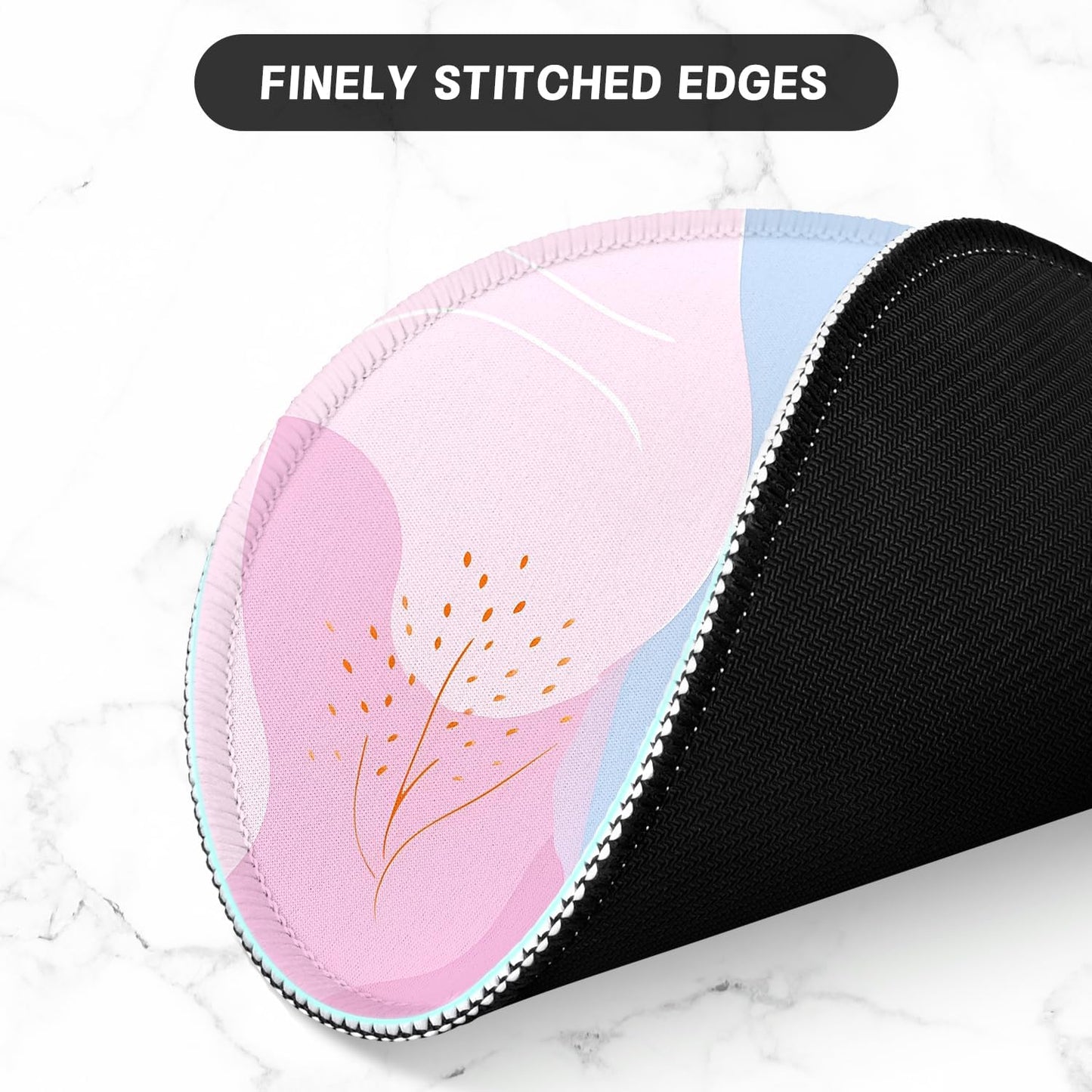 round Mouse Pad with Stitched Edge Premium-Textured Waterproof Non-Slip Rubber Base Desktop Protection Mat Diameter 8.7 Inches, Art Style Pattern