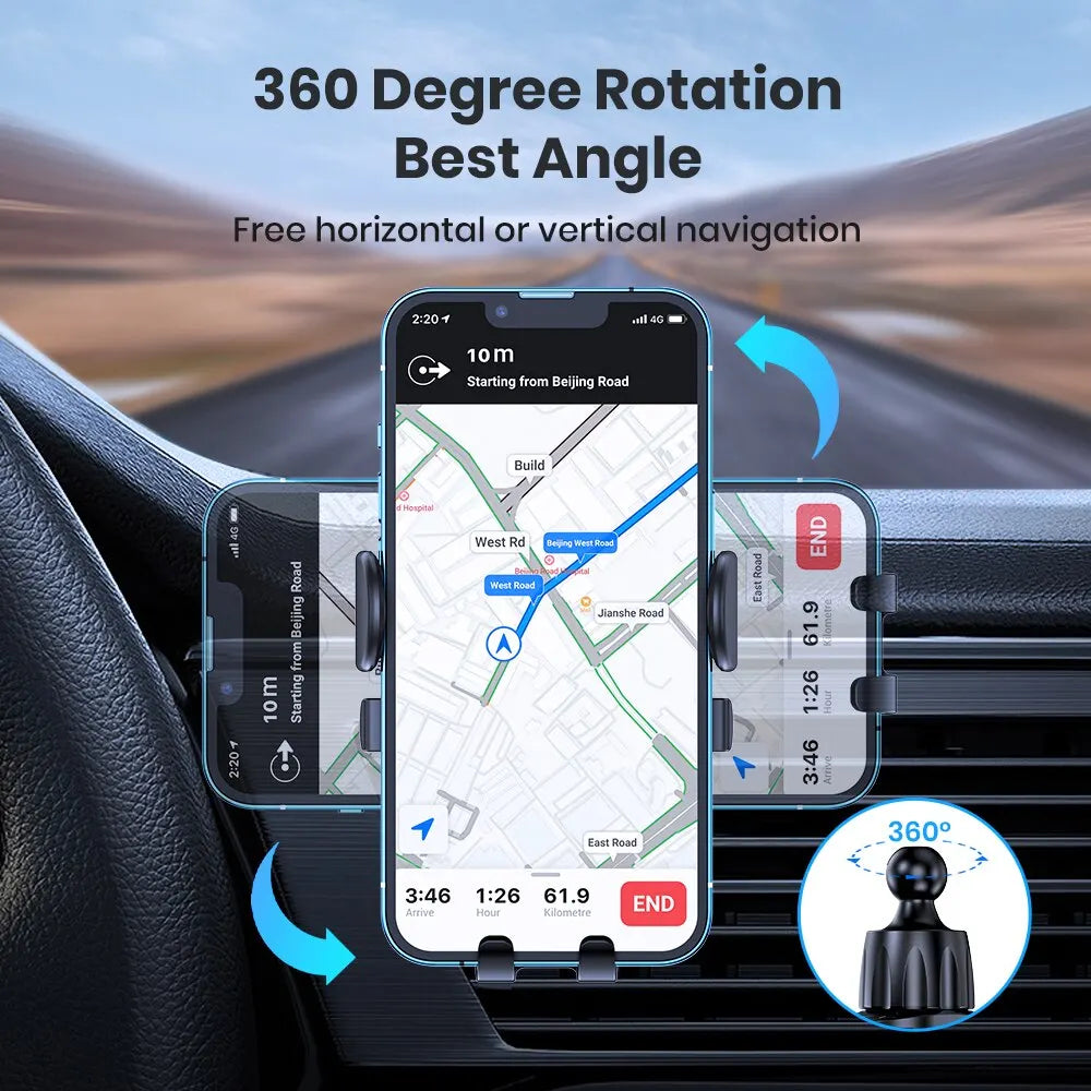 Car Phone Holder Mount, TOPK 2023 Upgrade Auto Locking Phone Holder with Hook Clip for Car Air Vent for Iphone Samsung